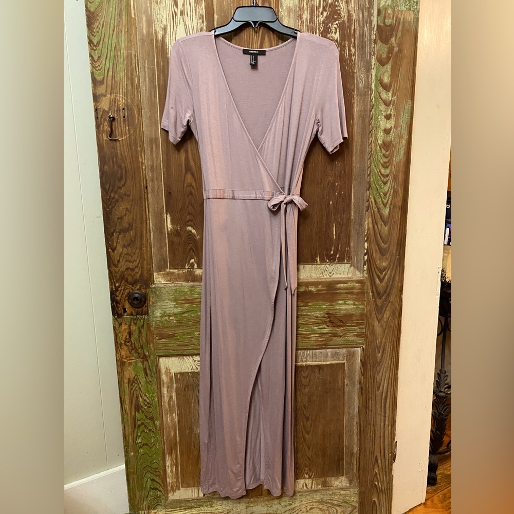Super Soft Short Sleeve Wrap-Around Split Front Maxi Dress